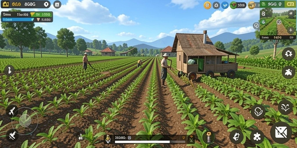Screenshot menampilkan gameplay bertani yang menarik di 8G8G.