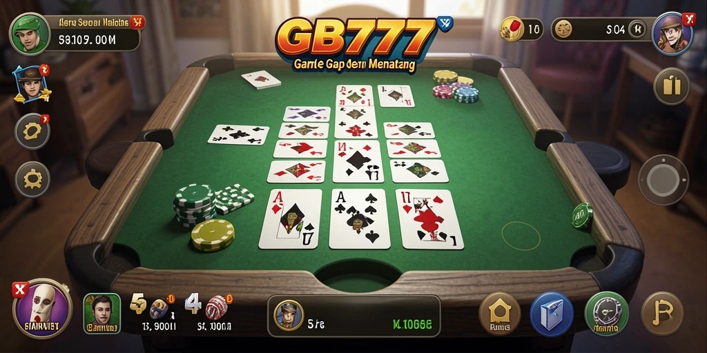 Tampilan seru permainan Gaple di GB777 dengan pemain aktif.