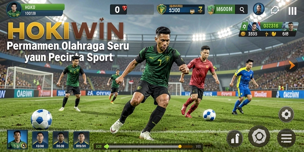 Tampilan gameplay menarik dari HOKIWIN yang menonjolkan aksi olahraga.