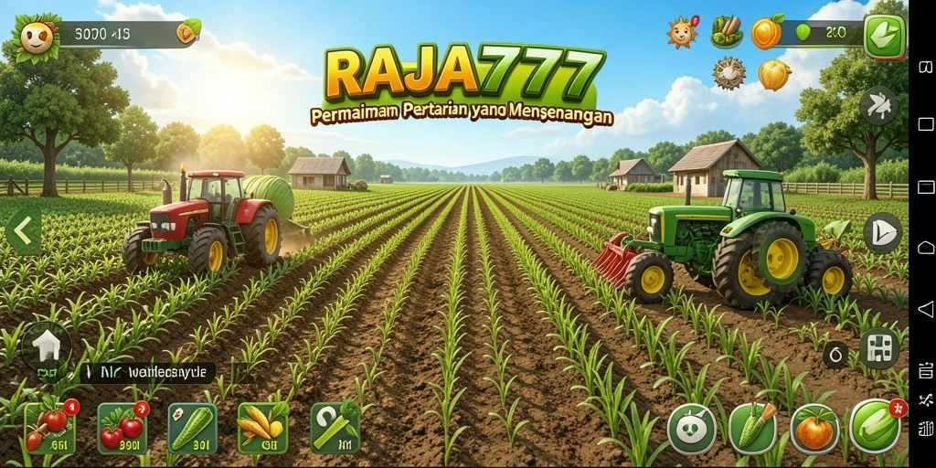 Tampilan gameplay RAJA777 yang menarik dengan aktivitas bertani.