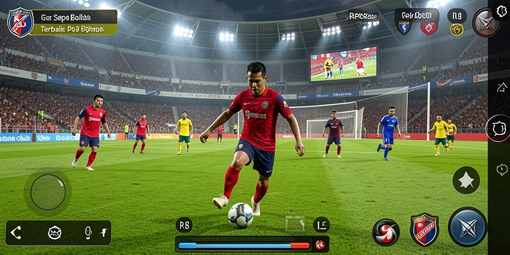 Tampilan gameplay menegangkan dalam pertandingan sepak bola RP8.