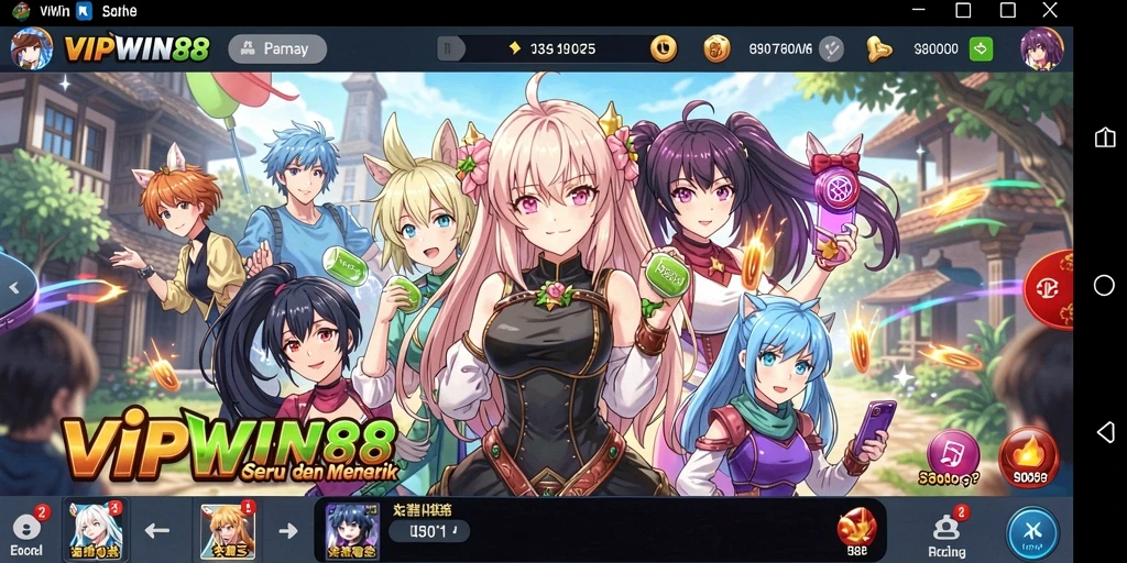 Tangkapan layar gameplay <strong>VIPWIN88</strong> yang menunjukkan aksi pertarungan karakter anime.